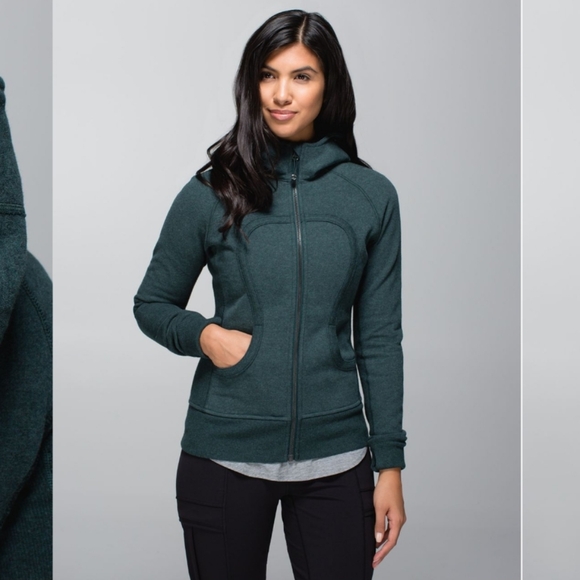 EUC Lululemon Scuba Hoodie II Heathered Fuel Green 4 - Picture 1 of 12